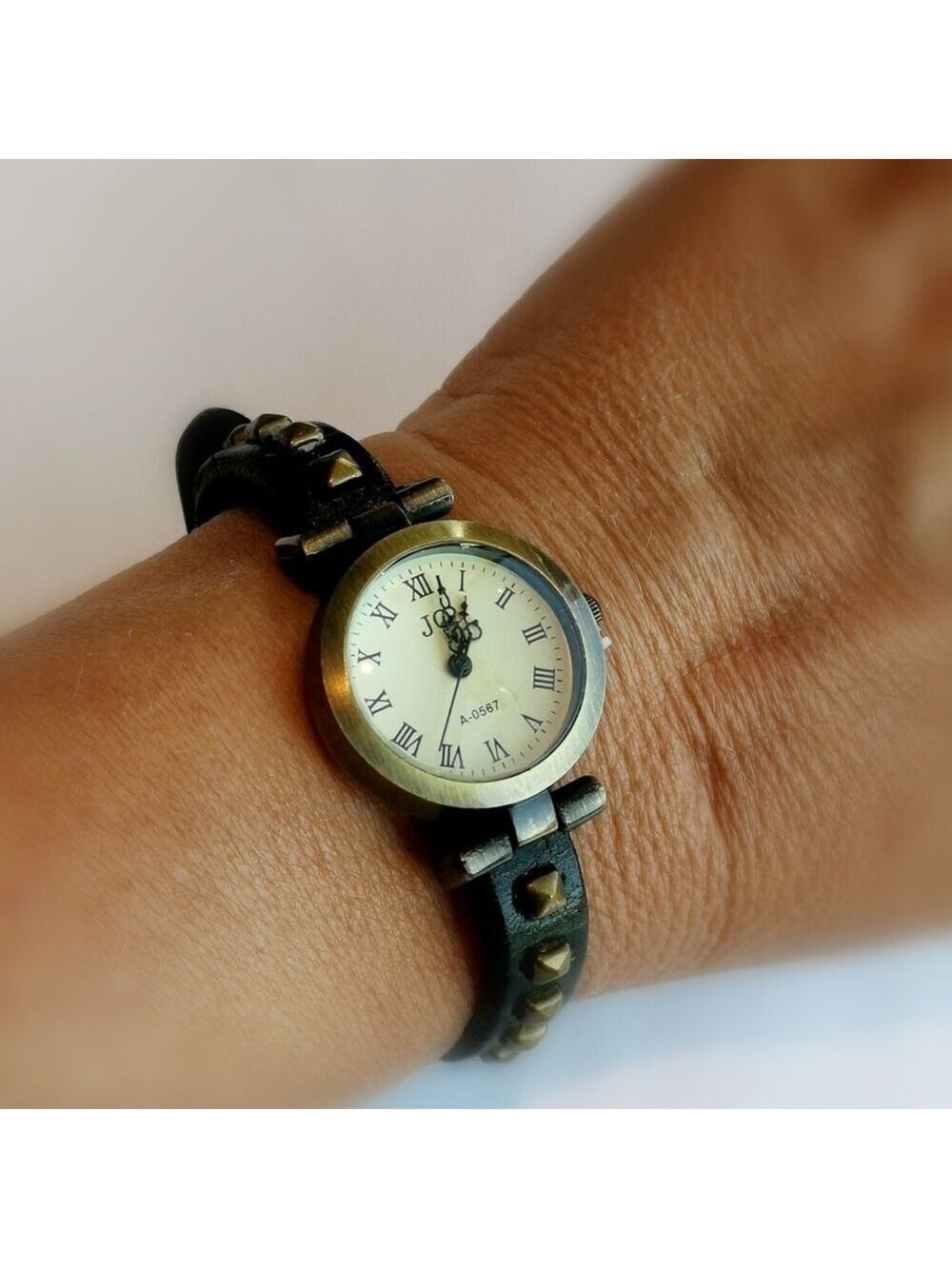 NWT watch black studded strap bronze case - Picture 8 of 9